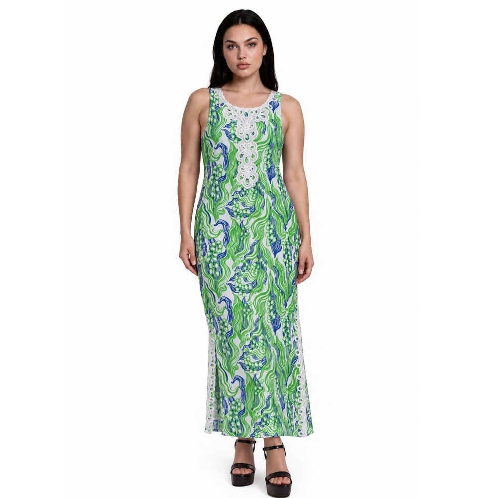 NEW Lilly Pulitzer Harleigh Stretch Maxi Dress Women's Size 10 Green Blue $348